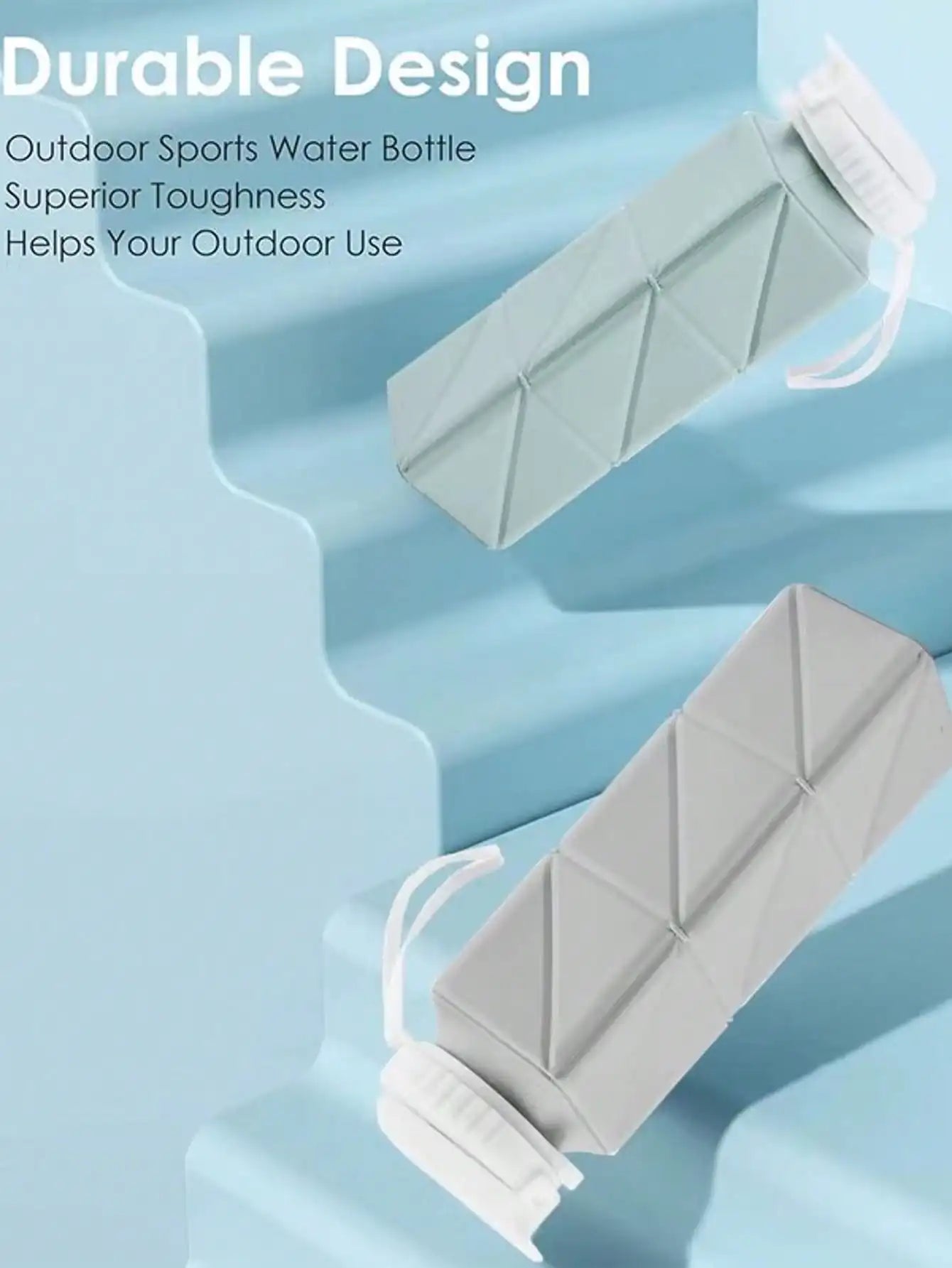 Outdoor sports water bottle with durable design on a light blue background