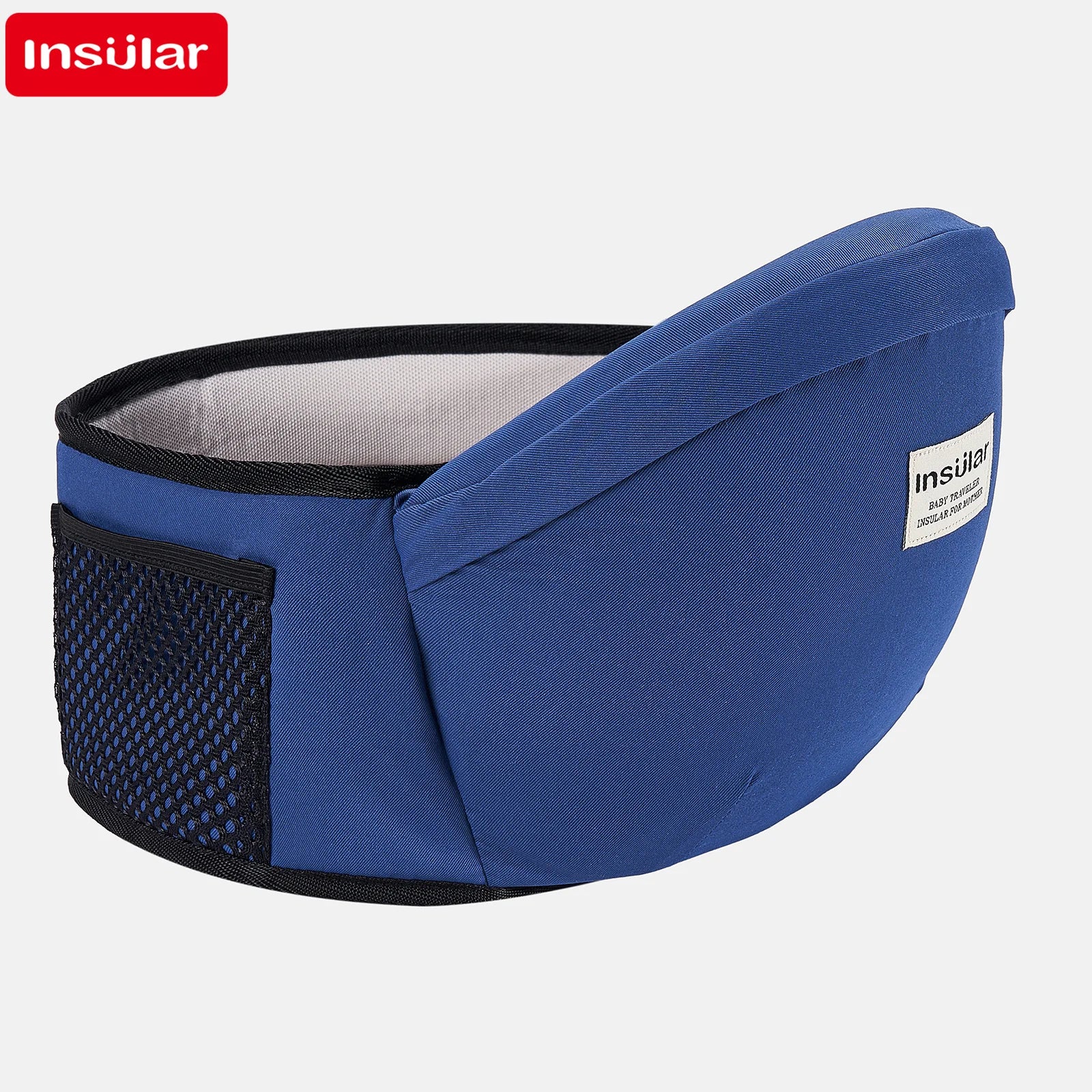 this is a blue hip seat carrier