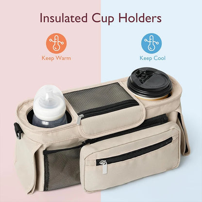there are 2 insulated cup or bottle holders to keep things warm or cool