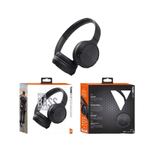 Black Pure Bass Wireless Bluetooth Headphones with cushioned over-ear design and foldable headband, ideal for travel and theme park use