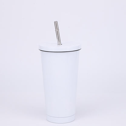 Stainless Steel Insulated Tumbler  in white, size of 500ml with Straw.