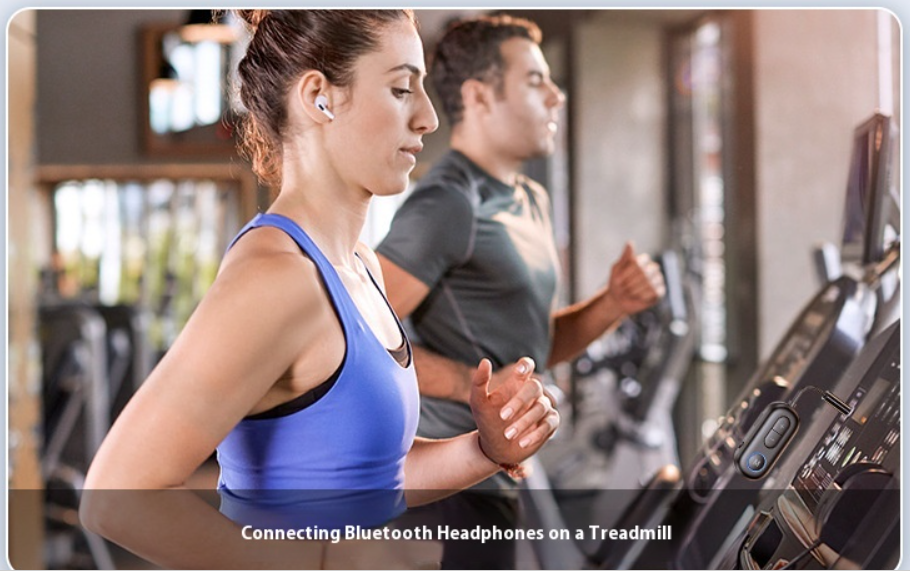 connect the adapter to the treadmill at the gym