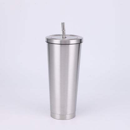 Stainless Steel Insulated Tumbler  in silver steel, size of 750ml with Straw.