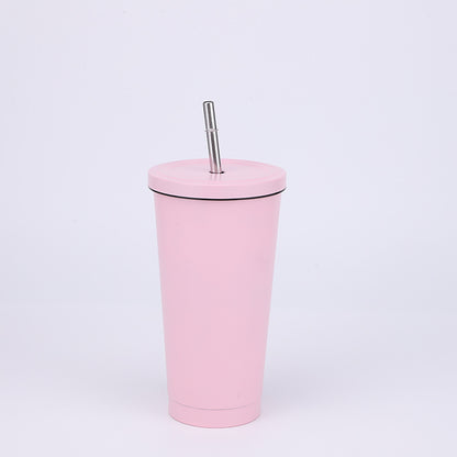 Stainless Steel Insulated Tumbler  in pink, size of 500ml with Straw.